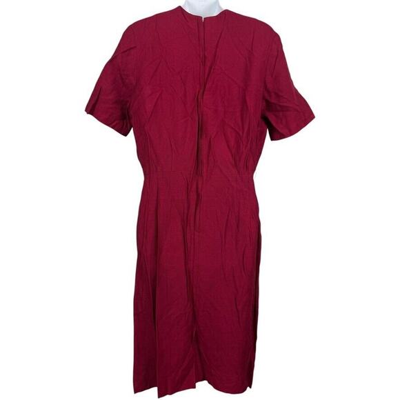 Smartee Togs Vintage Cherry Red Short Sleeve 1960s Sheath Short Sleeve Dress 12 - Picture 14 of 15